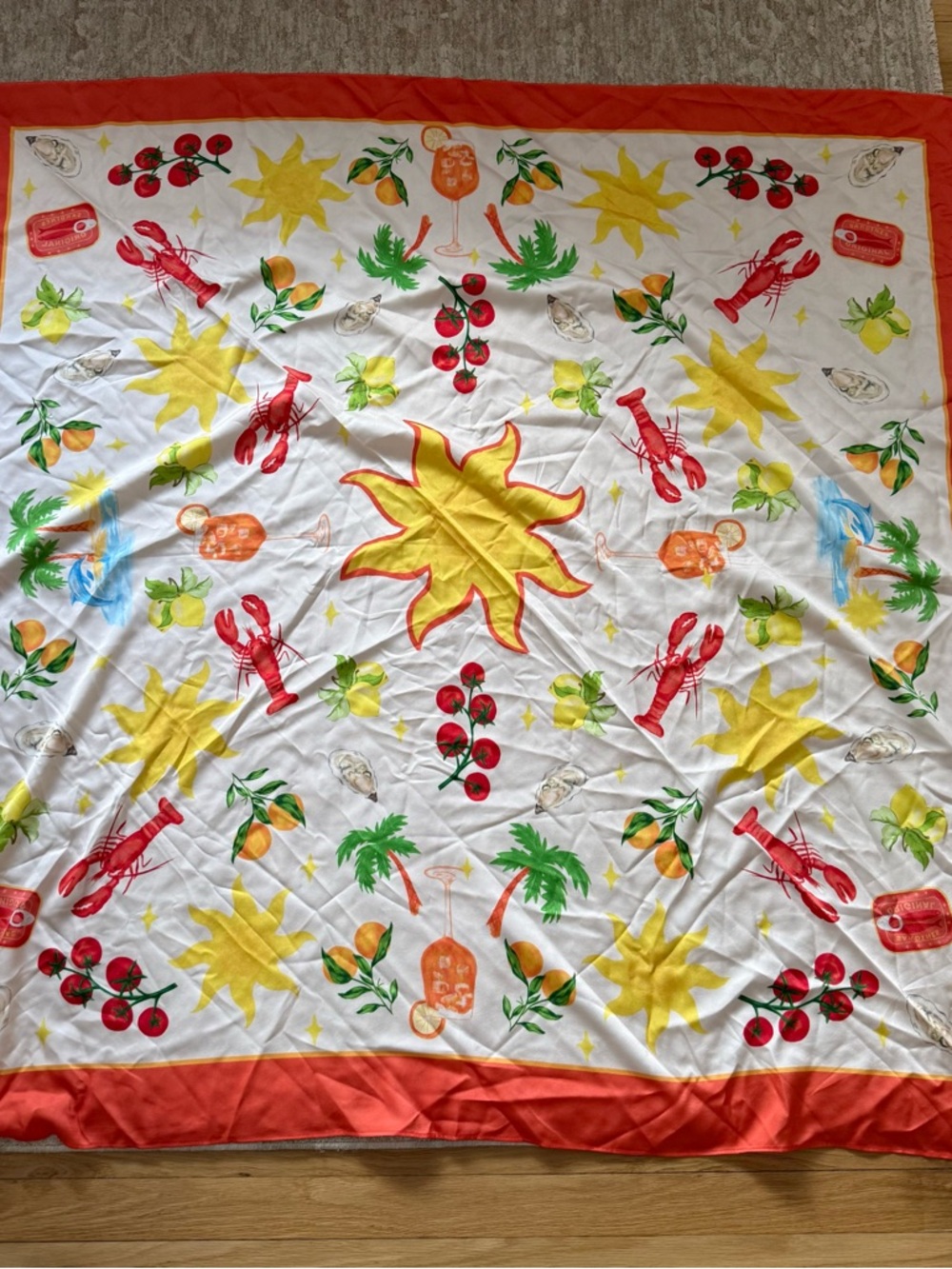 Undiz Tropical Print Beach Satin Scarf